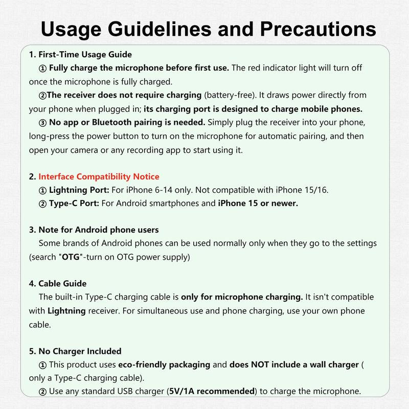 Wireless Microphone, Professional Lapel Mic for Iphone and Android, Wireless Microphone for Video Recording, Teaching, Interviews and Podcasts