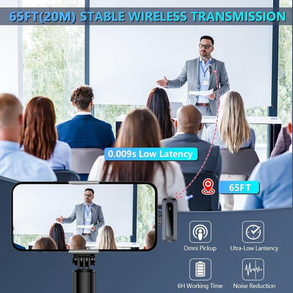 Wireless Microphone, Professional Lapel Mic for Iphone and Android, Wireless Microphone for Video Recording, Teaching, Interviews and Podcasts